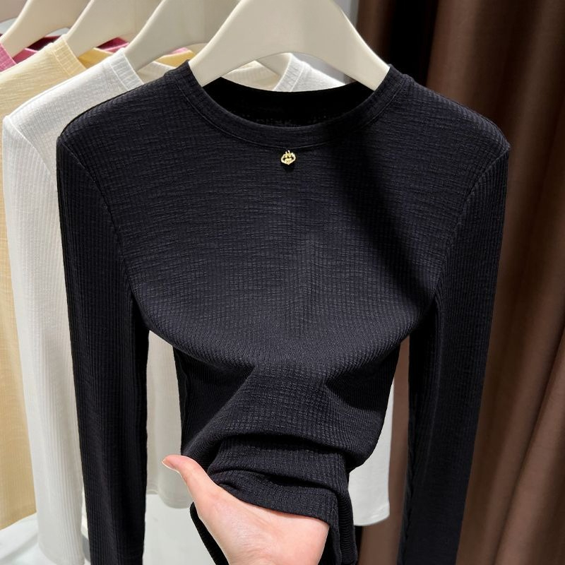 Women Slub Cotton Long Sleeve  - огляд і ціна Undershirt Crew Neck