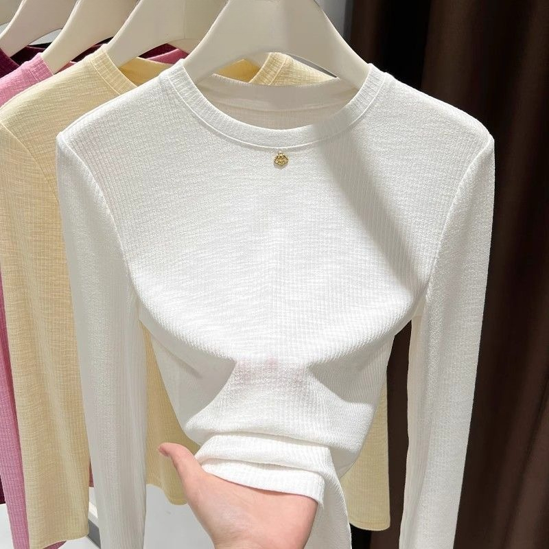 Women Slub Cotton Long Sleeve  - огляд і ціна Undershirt Crew Neck