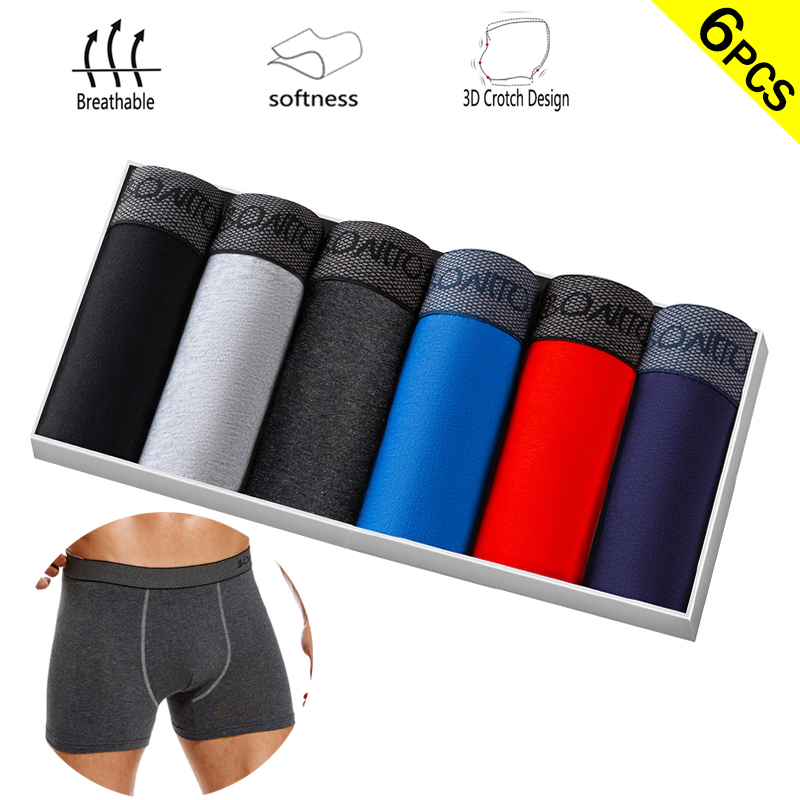 6pcs/pack Boxer Briefs Solid C - огляд і ціна Boxer Shorts Modal